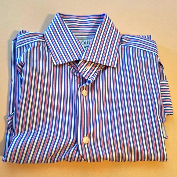 charles tyrwhitt non iron dress shirt Charles Tyrwhitt Classic Fit Non-Iron Dress Shirt Blue Red Check 16/36 Mens